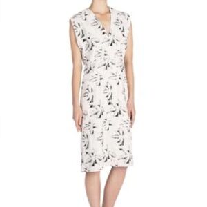Marni Black & White Palm Tree Crepe Jacquard Midi Dress